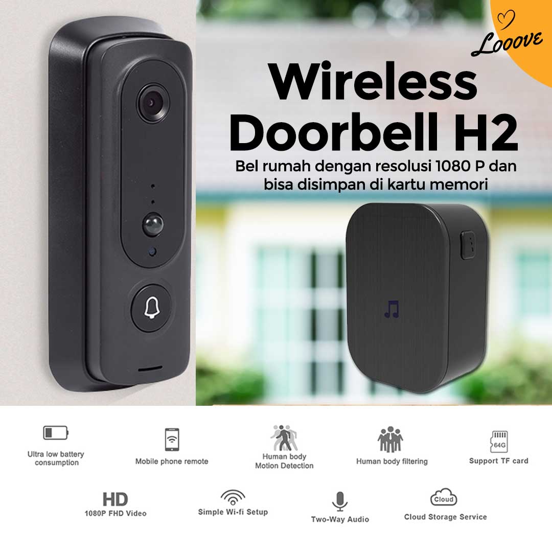Bel Rumah Smart DoorBell Camera 1080HD + Intercom Support Memory Card – 217